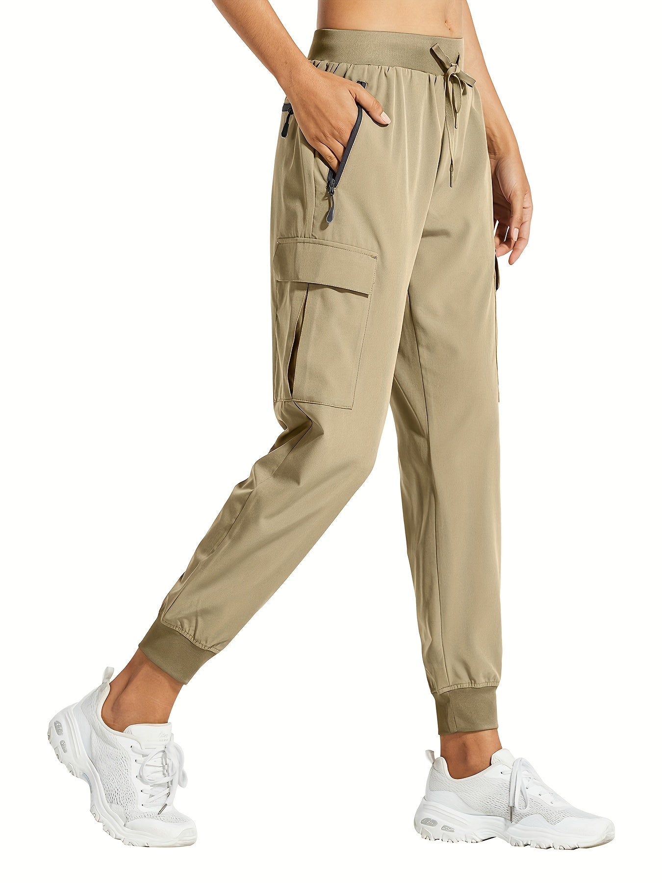 Women's Cargo Pants - Drawstring Waist Relaxed fit – Black option – view 10