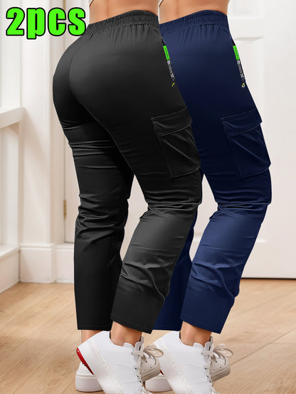 Women's Cargo Pants - Drawstring Waist With Pockets detail view