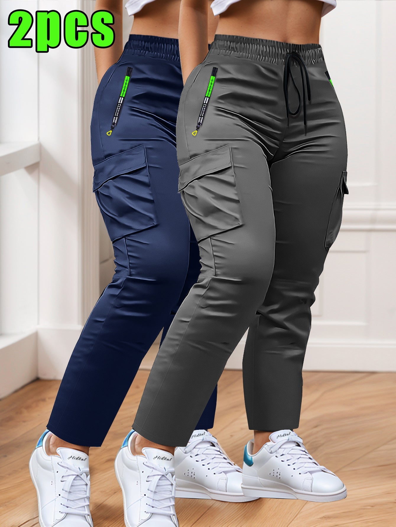 Women's Cargo Pants - Drawstring Waist With Pockets detail view