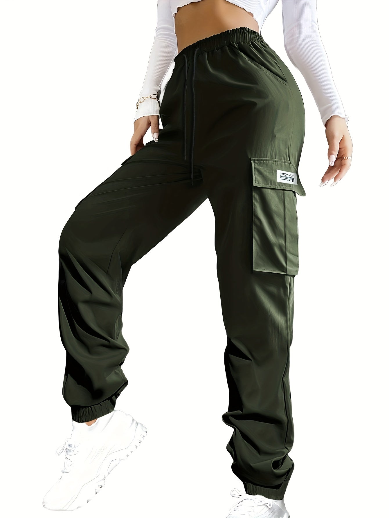 Women's Cargo Pants - Drawstring Waist With Pockets 77 detail view