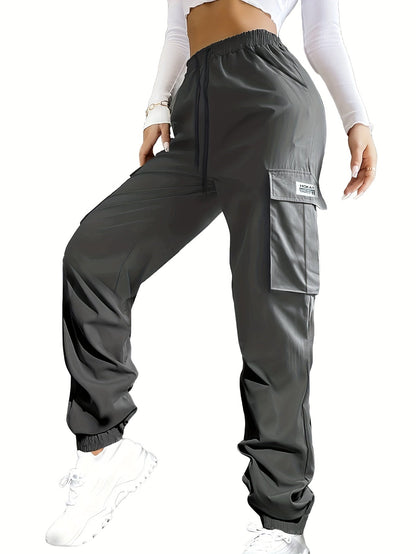 Women's Cargo Pants - Drawstring Waist With Pockets 77 – Black option – view 3