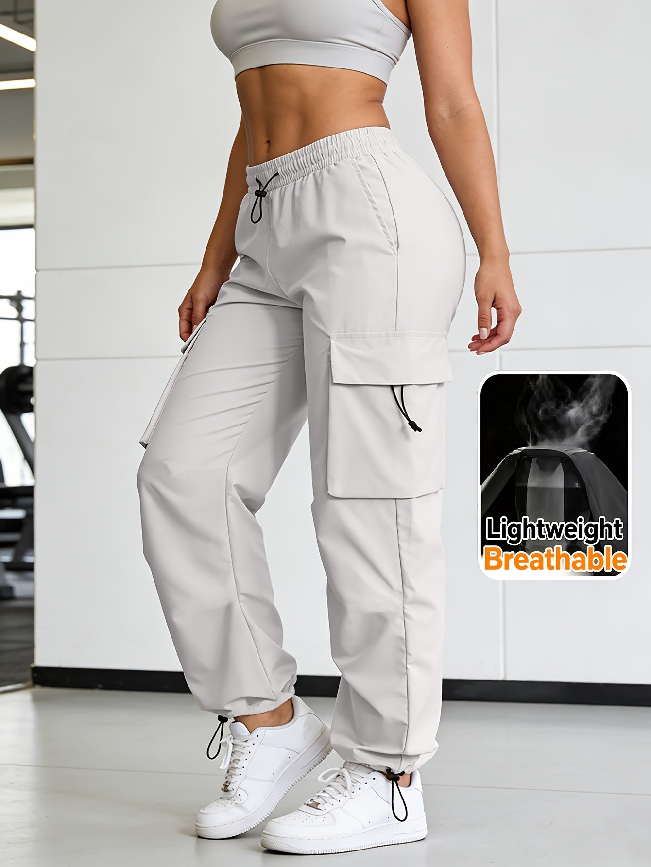 Women's Cargo Pants - Elastic Waist Wide leg – view 8