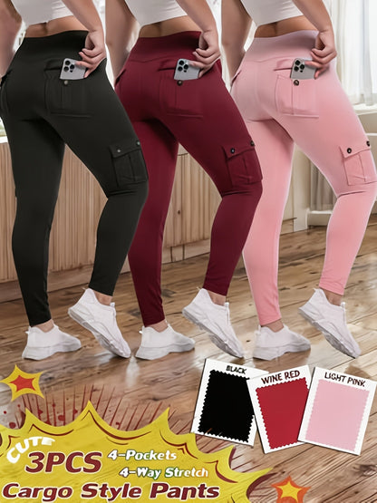 Women's Cargo Pants - High-Waist Fit – Sizes M–XXL – Red option – main product image