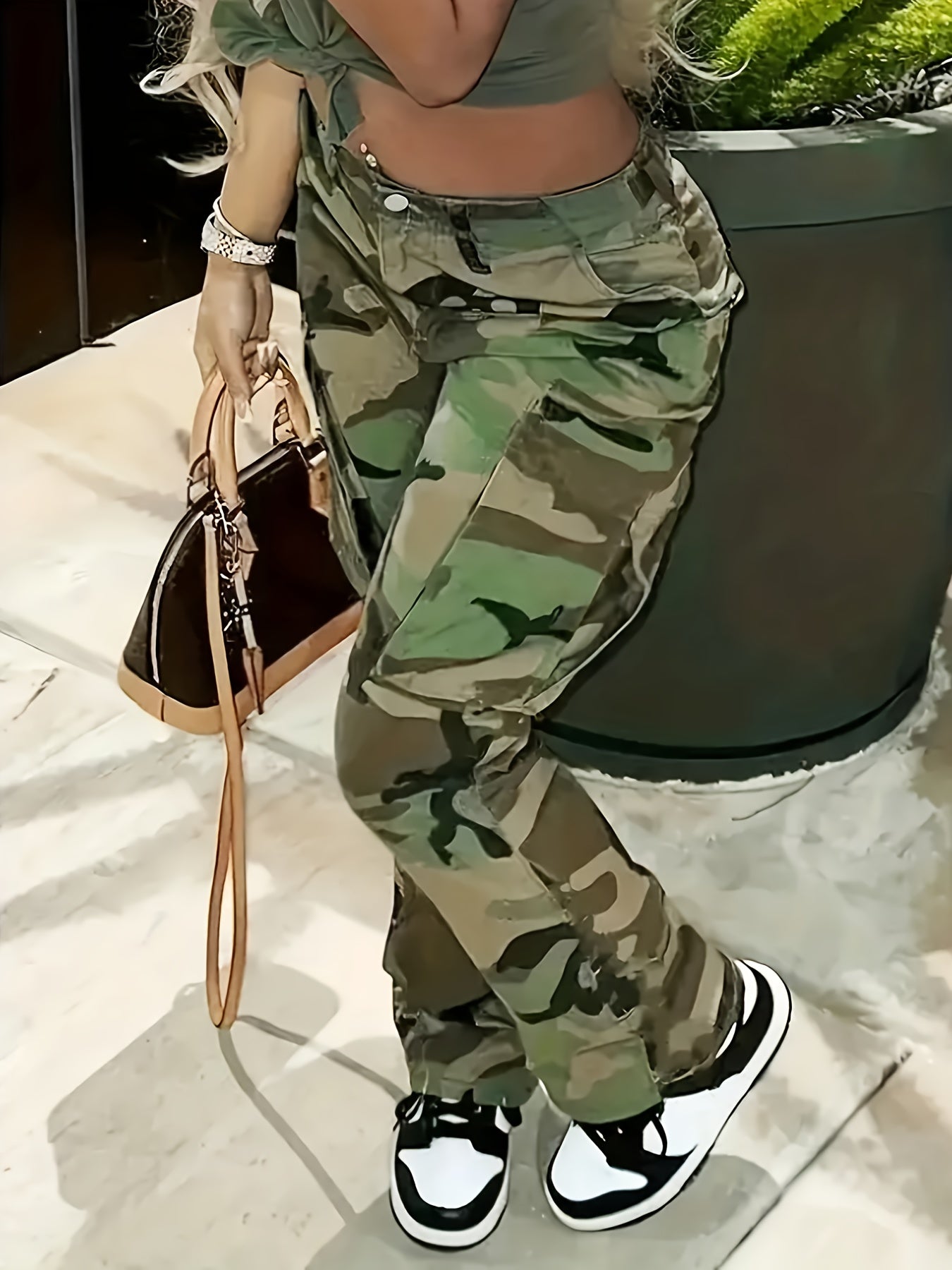 Women's Cargo Pants - High Waist Wide leg 74 detail view