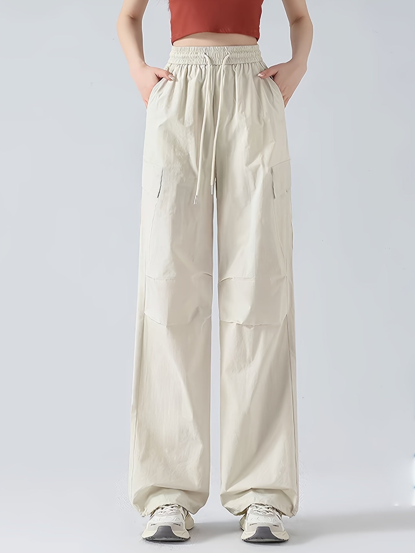 Women's Cargo Pants - Pocket Detail Wide leg 78 detail view