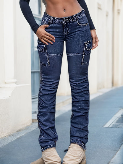 Women's Cargo Pants - Pocket Detail Wide leg 86 detail view