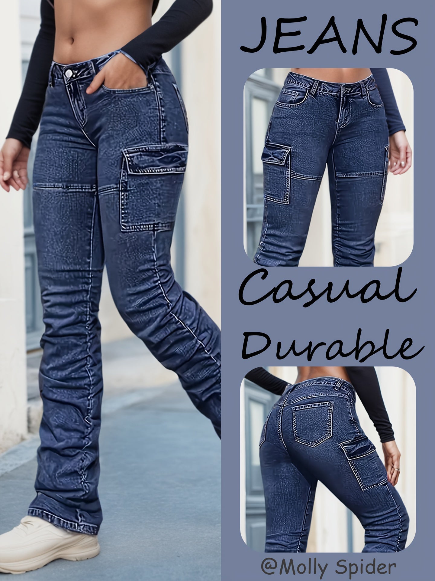 Women's Cargo Pants - Pocket Detail Wide leg 86 detail view