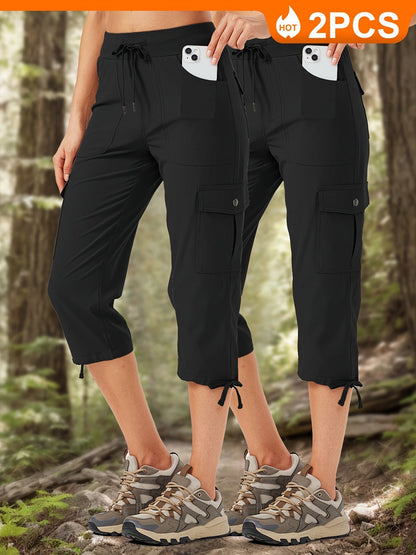 Women's Cargo Pants - Stretch Comfort – 4-Color Selection – Black option – view 4