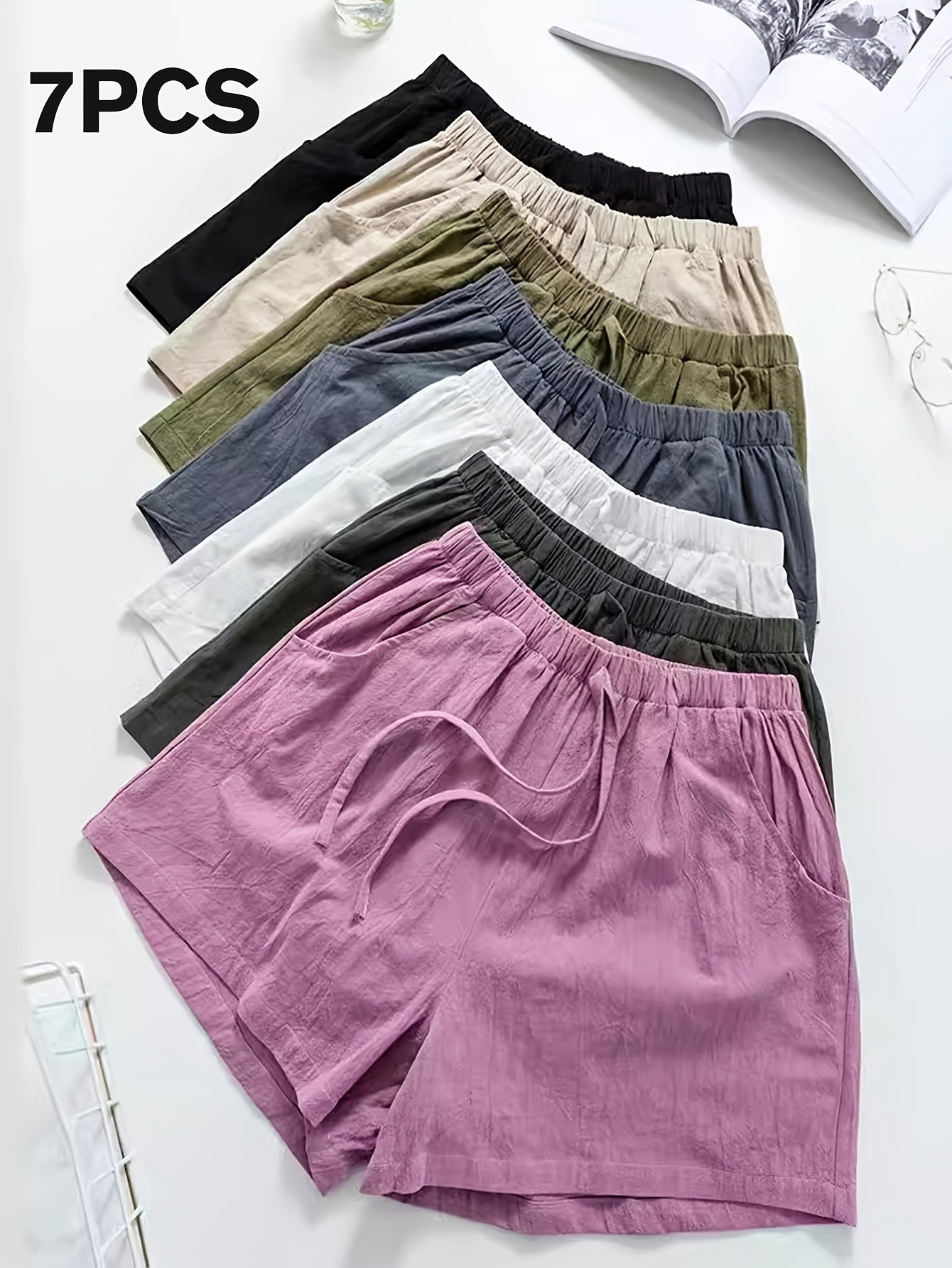 Women's Cargo Shorts - Drawstring Waist With Pockets – 7pcs-Mix – main product image