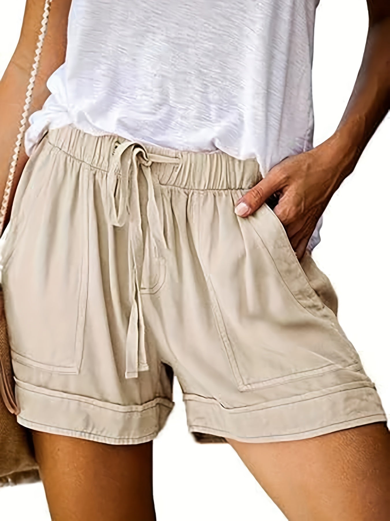 Women's Cargo Shorts - Drawstring Waist With Pockets – Sizes XXL–L detail view