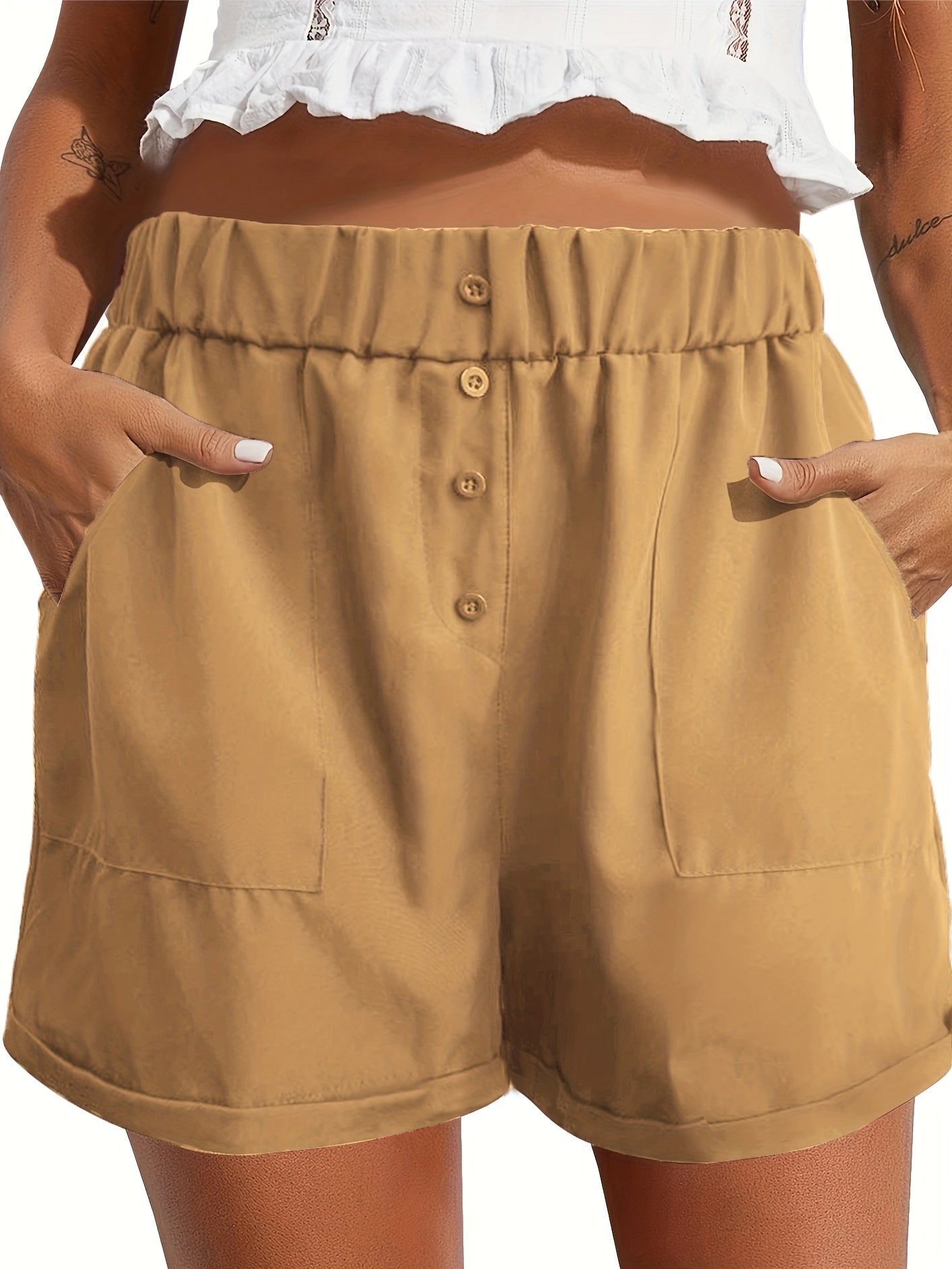Women's Cargo Shorts - Multi Pocket – Pink / Burgundy detail view