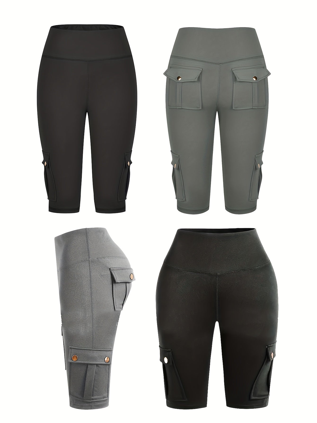 Women's Cargo Shorts - Stretch With Pockets – Gray – view 2