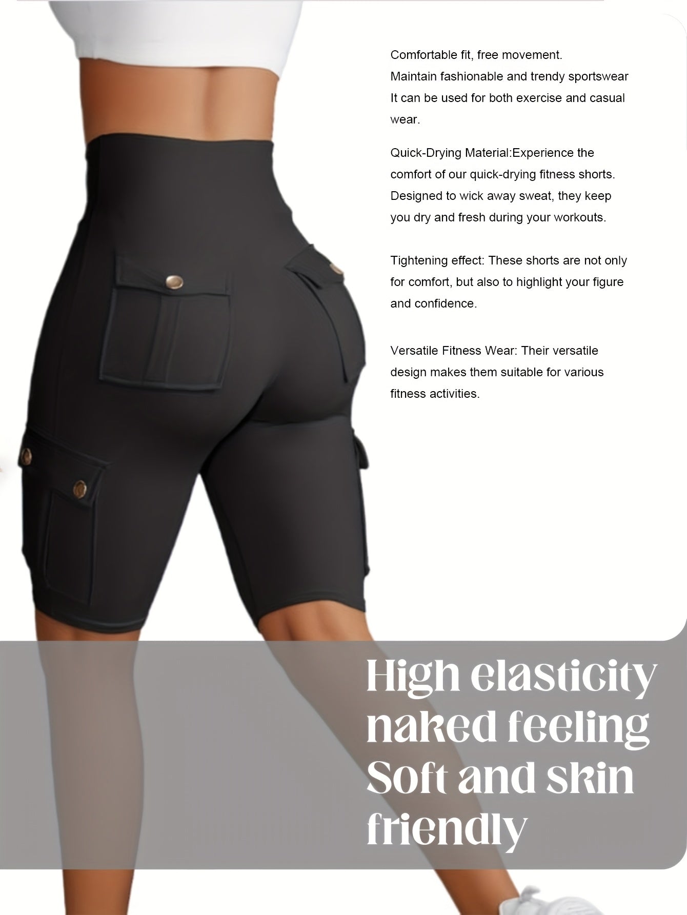 Women's Cargo Shorts - Stretch With Pockets – Gray – view 5