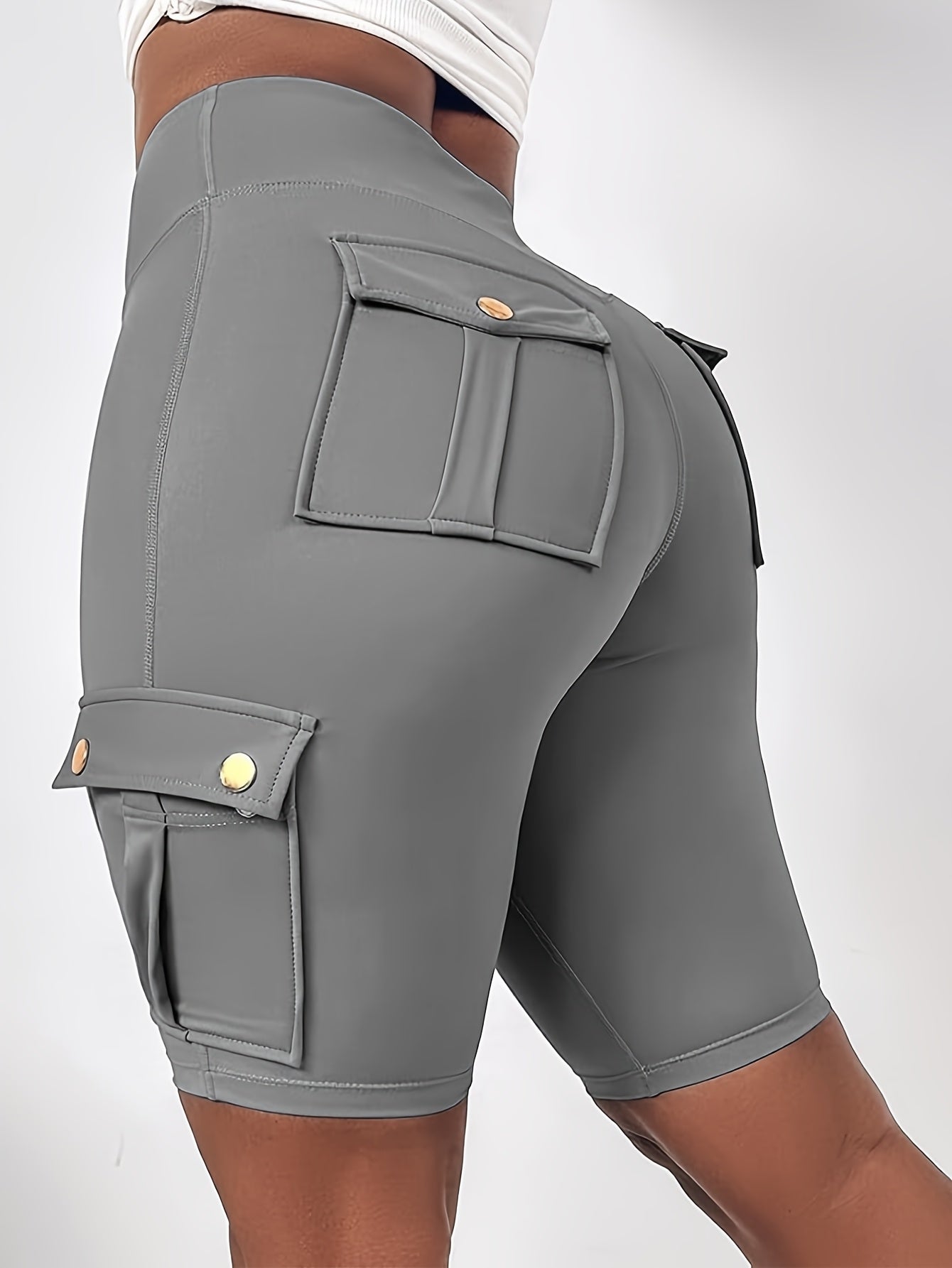 Women's Cargo Shorts - Stretch With Pockets – Gray – view 6