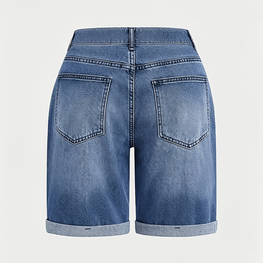 Women's Cargo Shorts - Stretch With Pockets – Medium Blue detail view