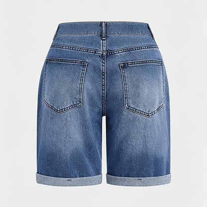 Women's Cargo Shorts - Stretch With Pockets – Medium Blue detail view