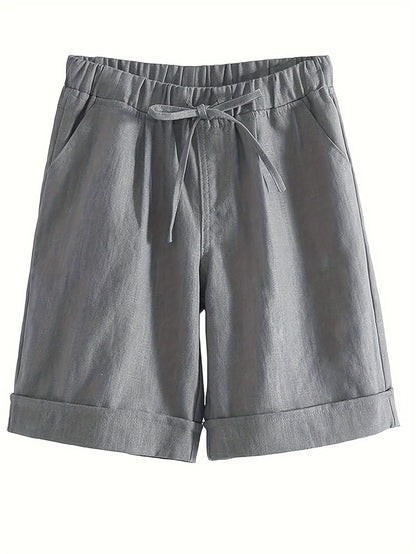 Women's Cargo Shorts - Stretch With Pockets – Navy Color / Black detail view