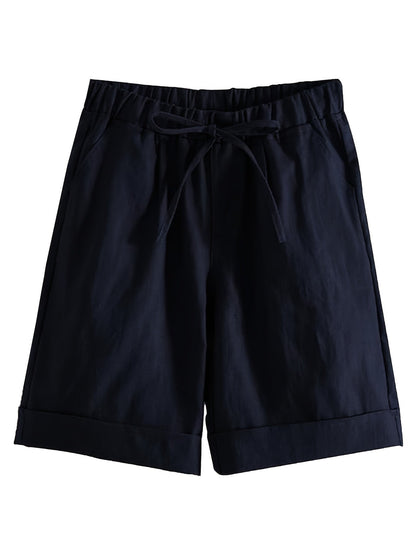 Women's Cargo Shorts - Stretch With Pockets – Navy Color / Black – Navy option – view 4