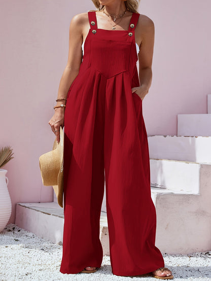 Women's Casual Jumpsuit - Button Detail Oversized – view 3