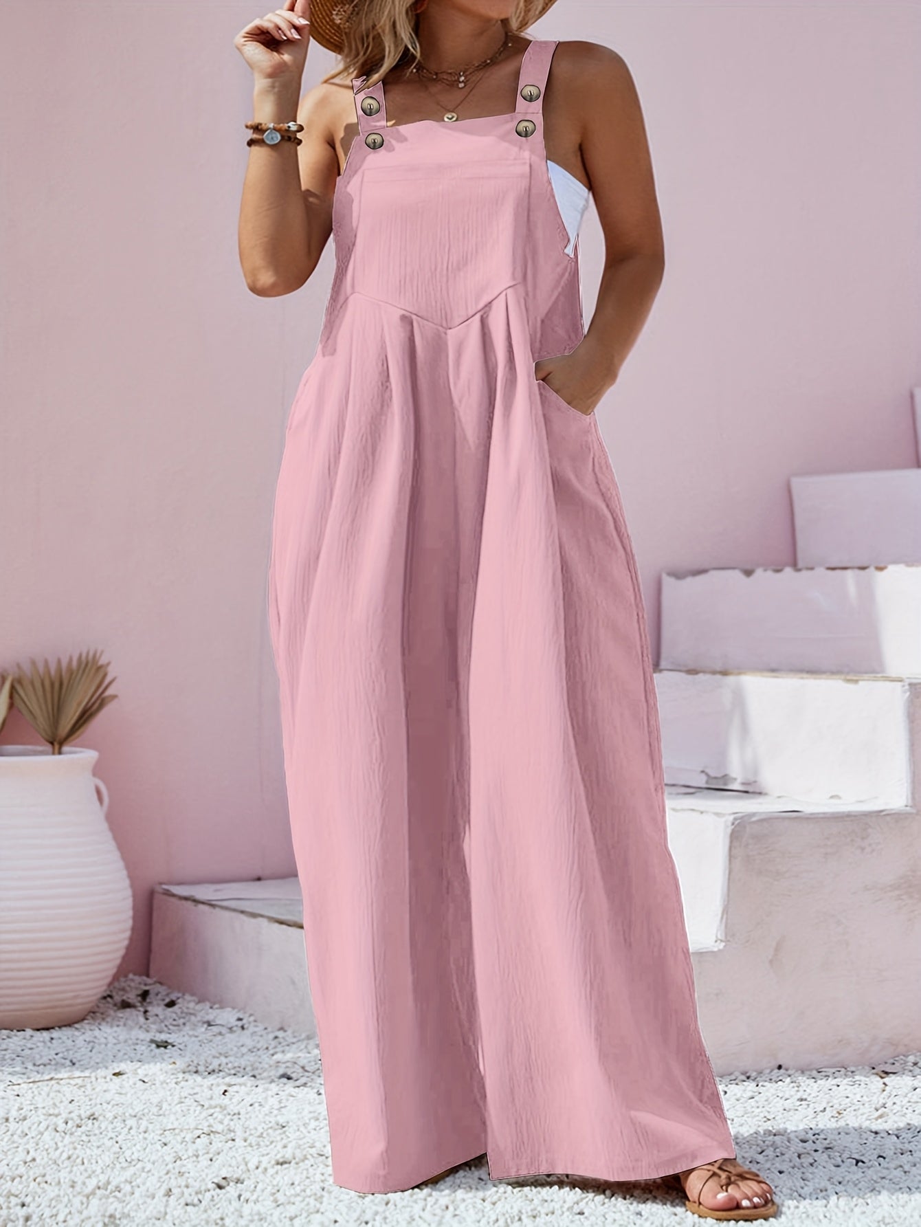 Women's Casual Jumpsuit - Button Detail Regular Fit – view 6