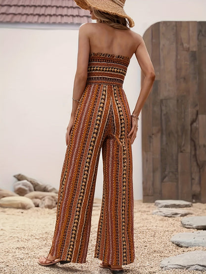 Women's Casual Jumpsuit - Easy One-Piece Silhouette – Black And White / Black detail view