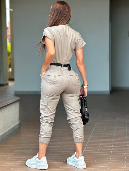 Women's Casual Jumpsuit - Easy One-Piece Silhouette – Black Colorway 09189 detail view