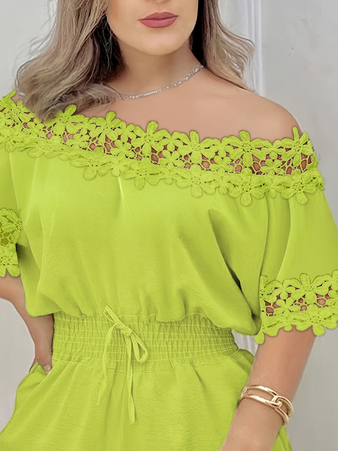 Women's Casual Jumpsuit - Easy One-Piece Silhouette – Grass Green detail view