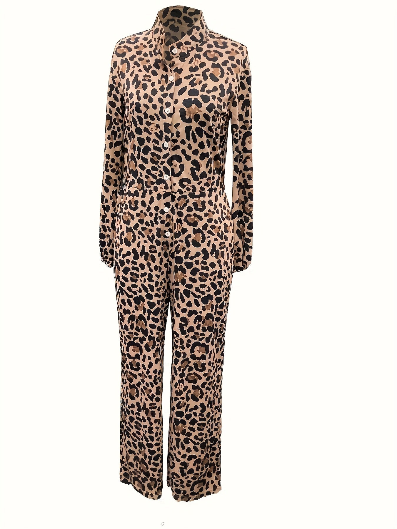 Women's Casual Jumpsuit - Easy One-Piece Silhouette – Khaki detail view
