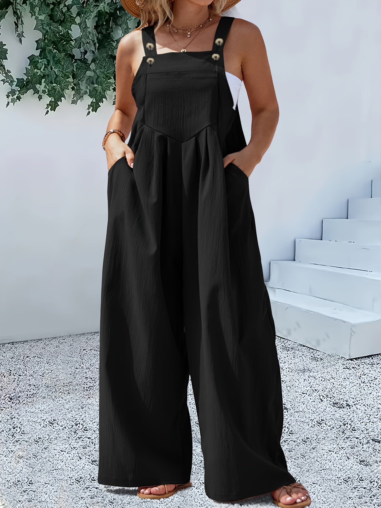 Women's Casual Jumpsuit - Full Length Button Detail – view 6