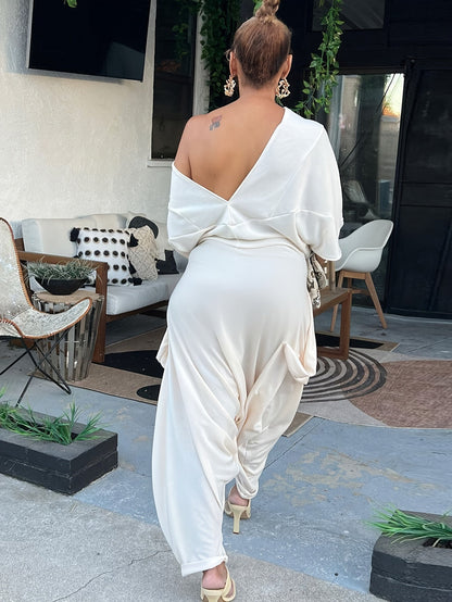 Women's Casual Jumpsuit - Full Length Pocket Detail detail view