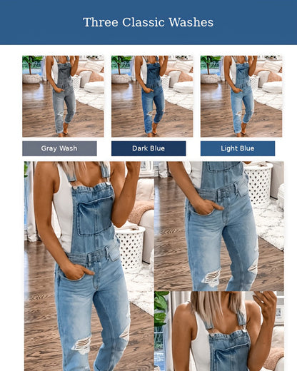 Women's Casual Jumpsuit - Relaxed Denim Pocket Design – Light Blue / Sizes S–XXL detail view