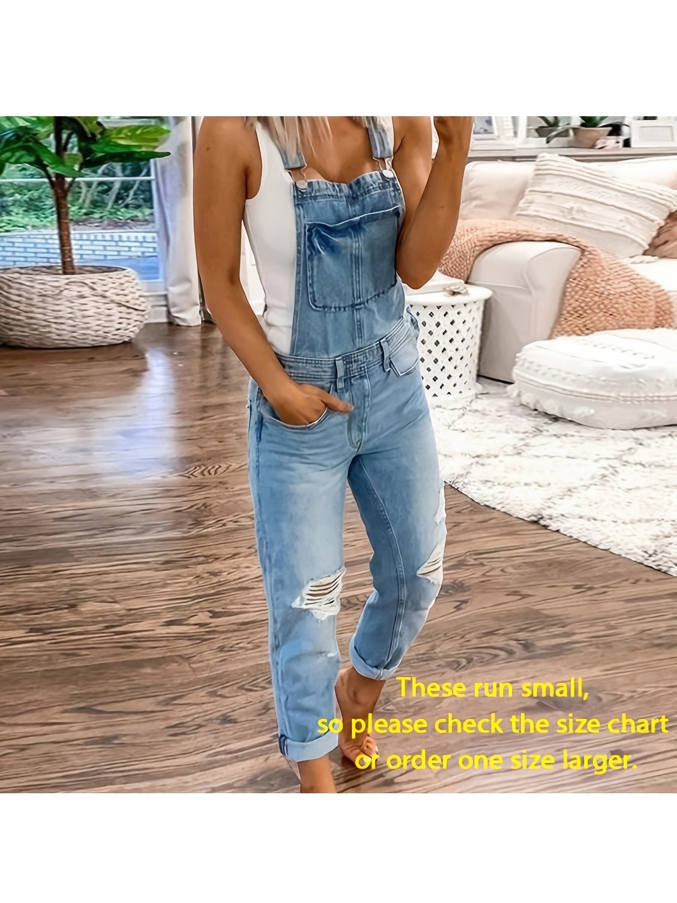 Women's Casual Jumpsuit - Relaxed Denim Pocket Design – Light Blue / Sizes S–XXL – Blue option – main product image