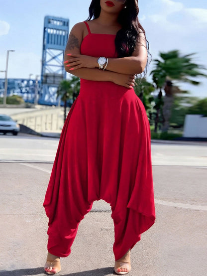 Women's Casual Jumpsuit - Square Neck Full Length detail view