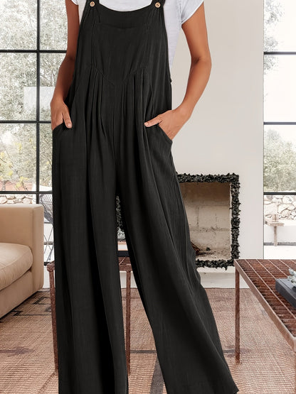 Women's Casual Jumpsuit - Square Neck Wide Leg detail view