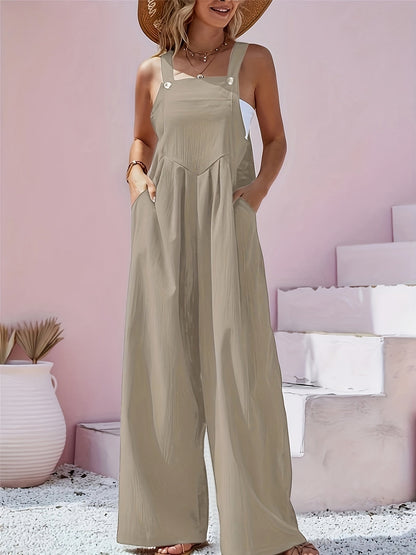 Women's Casual Jumpsuit - Square Neck Wide Leg detail view