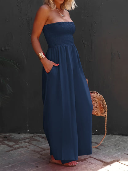 Women's Casual Jumpsuit - Strapless Wide Leg – view 2