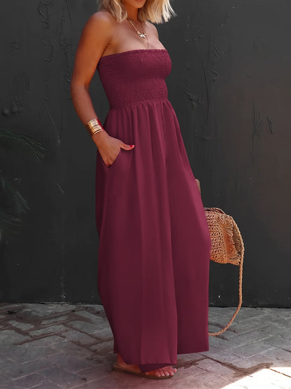 Women's Casual Jumpsuit - Strapless Wide Leg – view 3