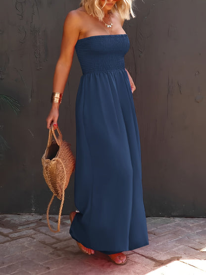 Women's Casual Jumpsuit - Strapless Wide Leg detail view