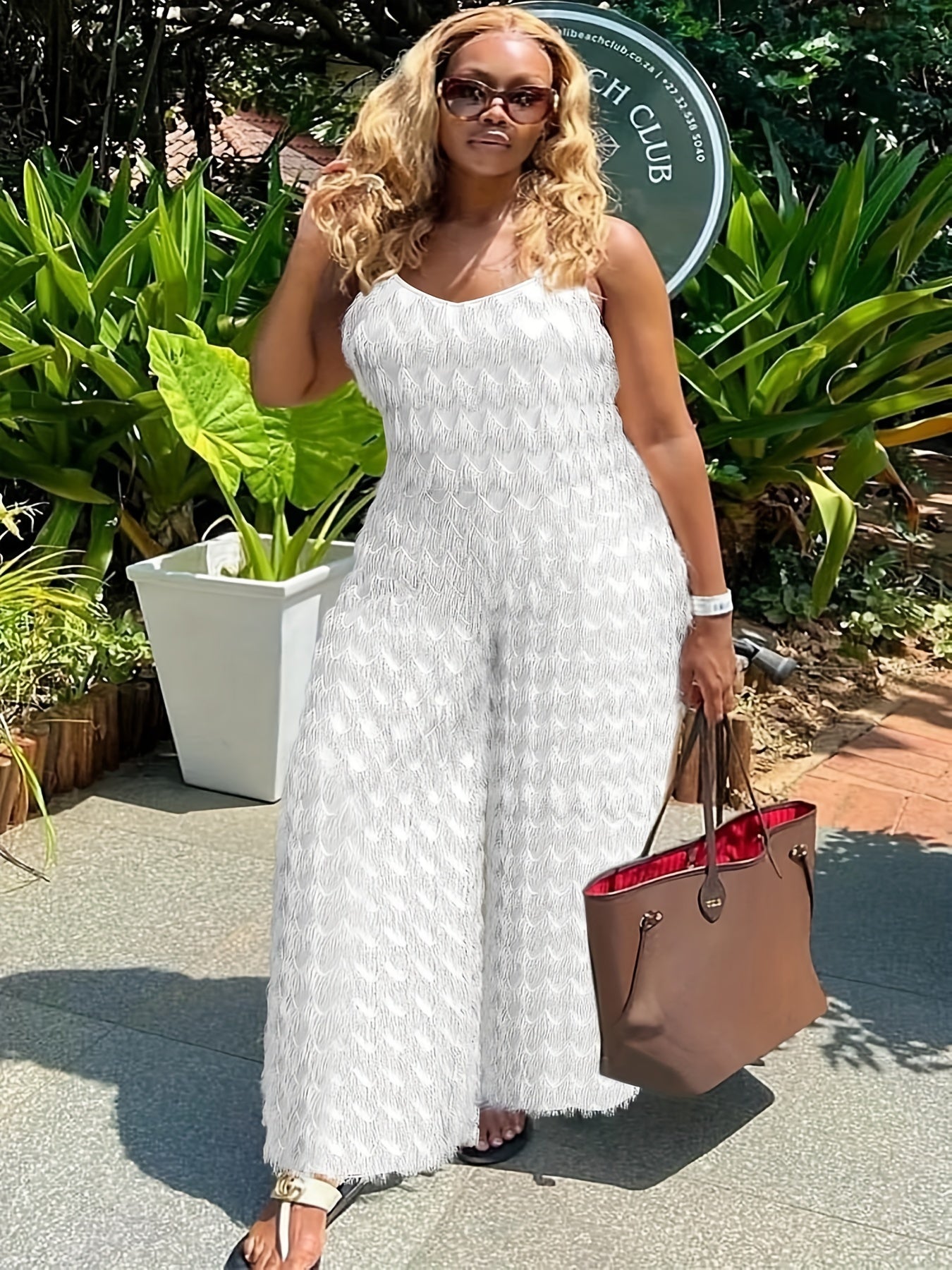 Women's Casual Jumpsuit - V-Neck Full Length – view 6