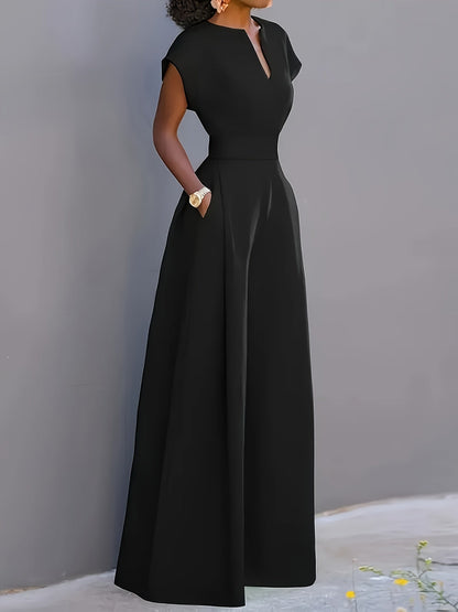 Women's Casual Jumpsuit - V-Neck Wide Leg 2 – view 2