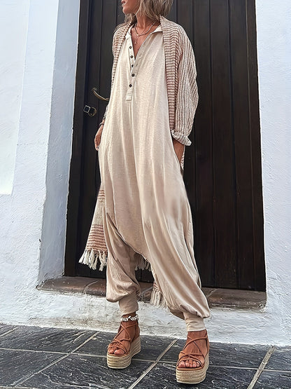 Women's Casual Jumpsuit - Wide Leg Pocket Detail detail view