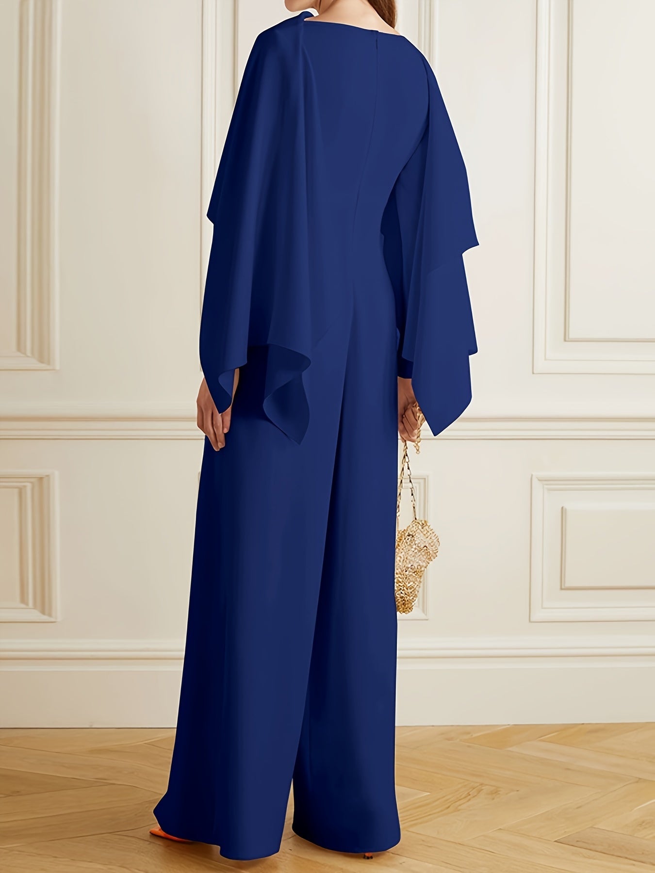 Women's Casual Jumpsuit - Wide Leg Zip Detail detail view