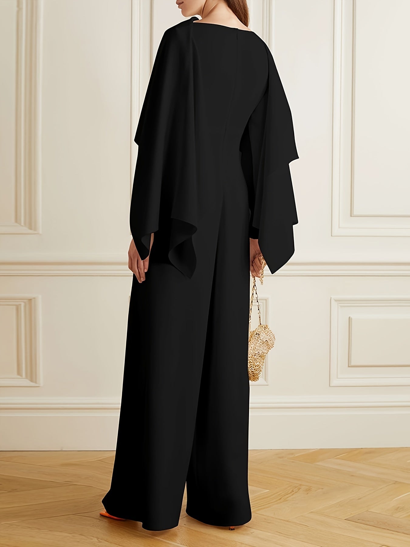 Women's Casual Jumpsuit - Wide Leg Zip Detail detail view