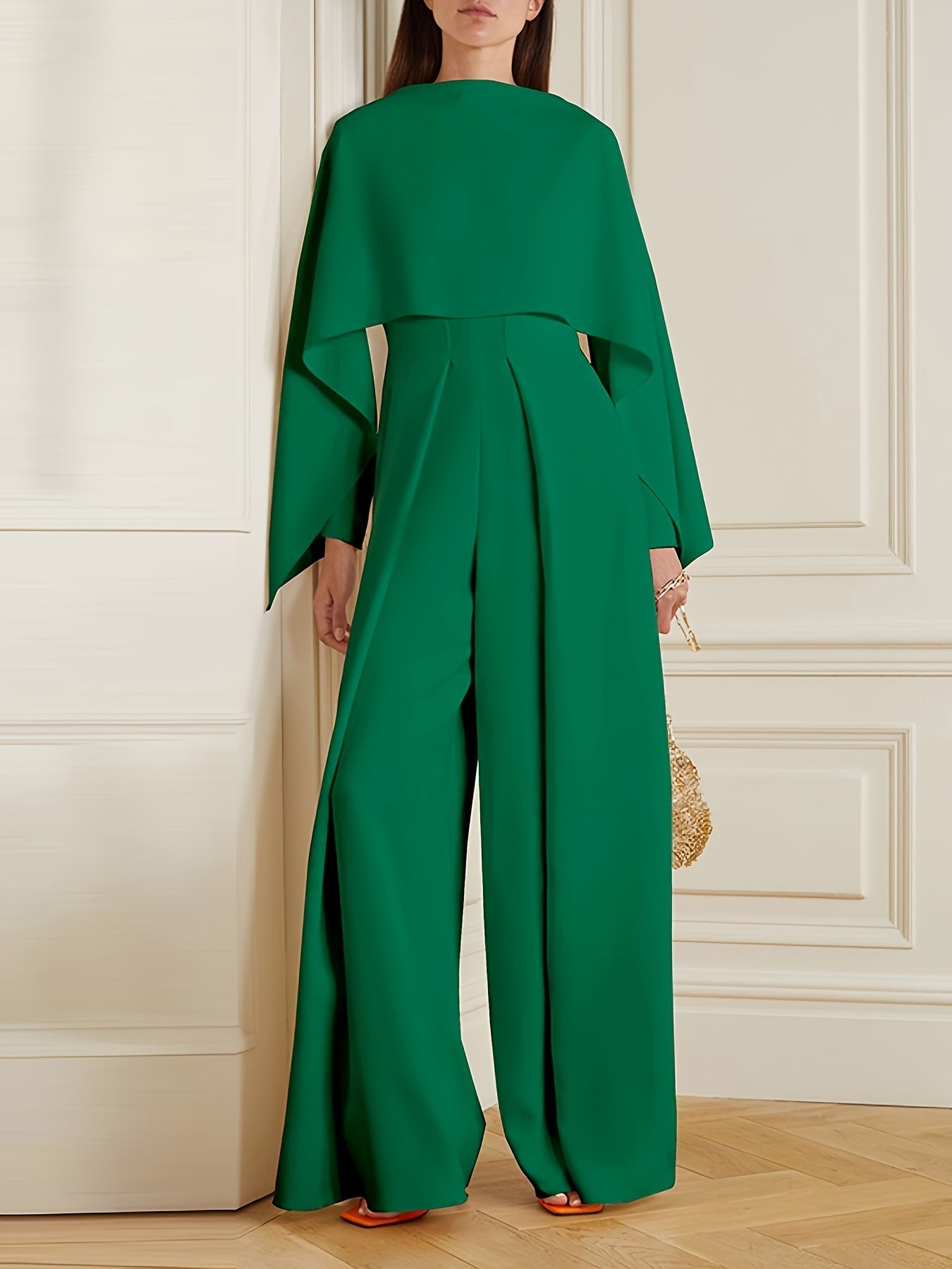 Women's Casual Jumpsuit - Wide Leg Zip Detail detail view