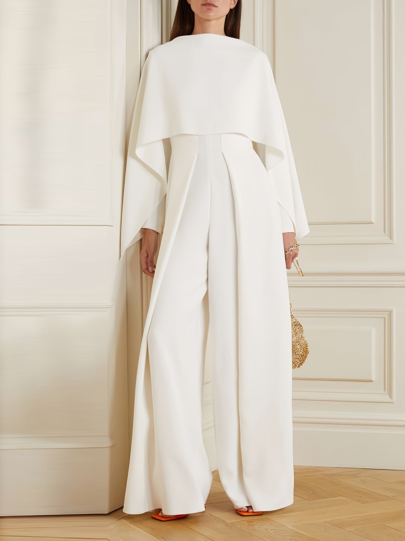Women's Casual Jumpsuit - Wide Leg Zip Detail detail view