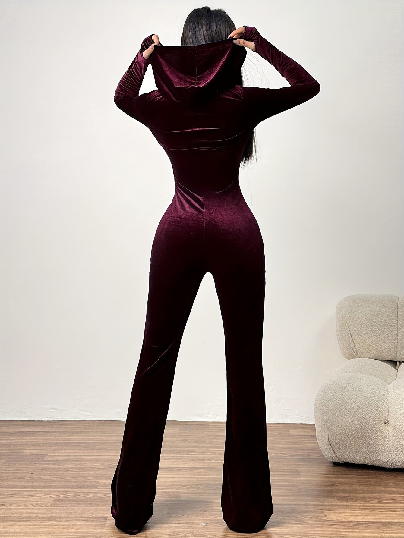 Women's Casual Jumpsuit - Zip Detail Slim Fit detail view