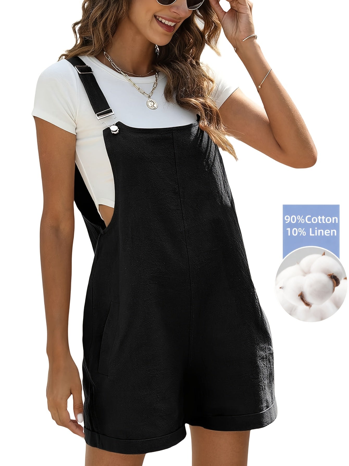 Women's Casual Overalls - Solid Color Classic Neckline – Gray option – view 4
