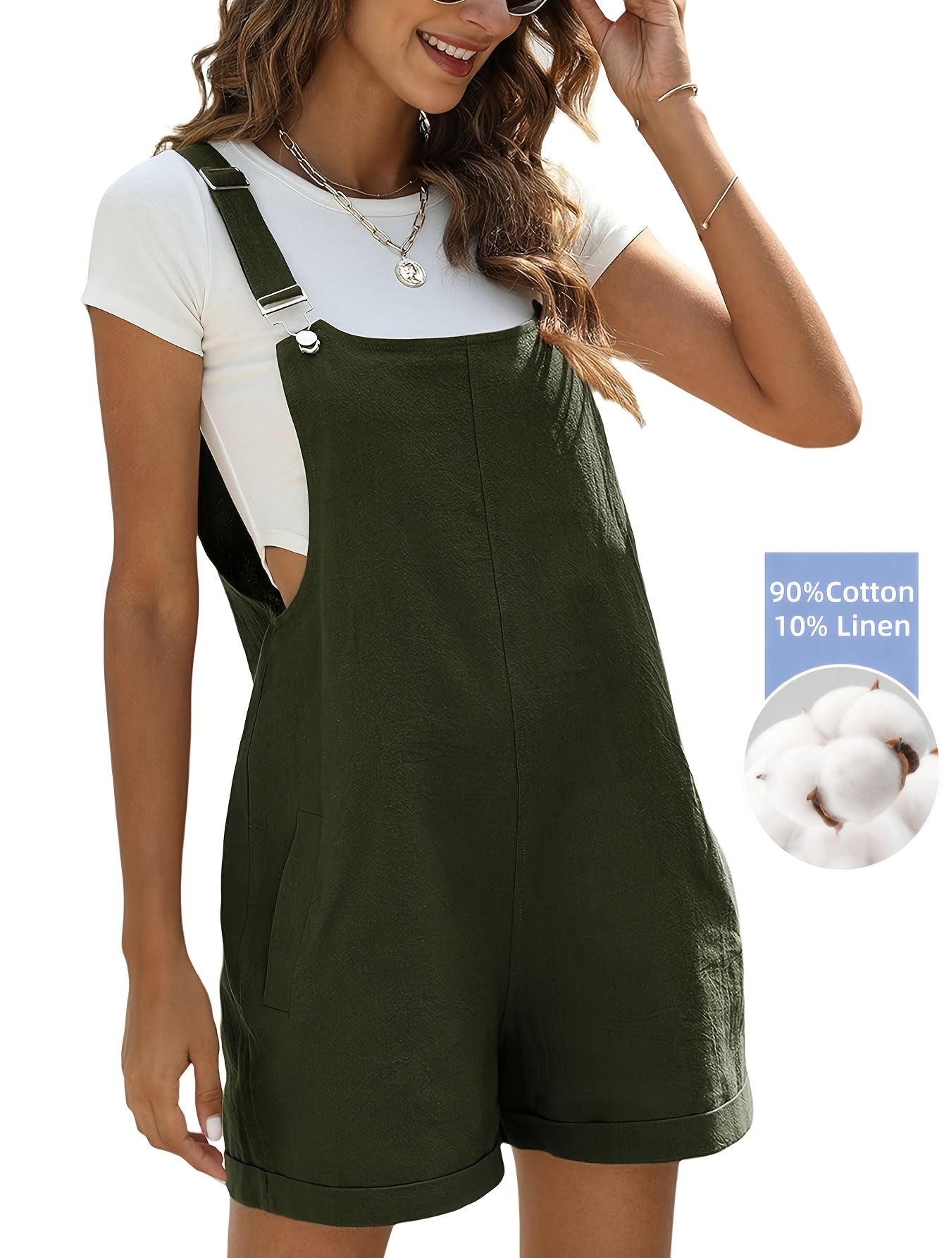 Women's Casual Overalls - Solid Color Classic Neckline – Gray option – view 9