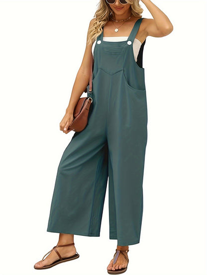Women's Casual Overalls - Square Neck Wide Leg – Yellow option – main product image