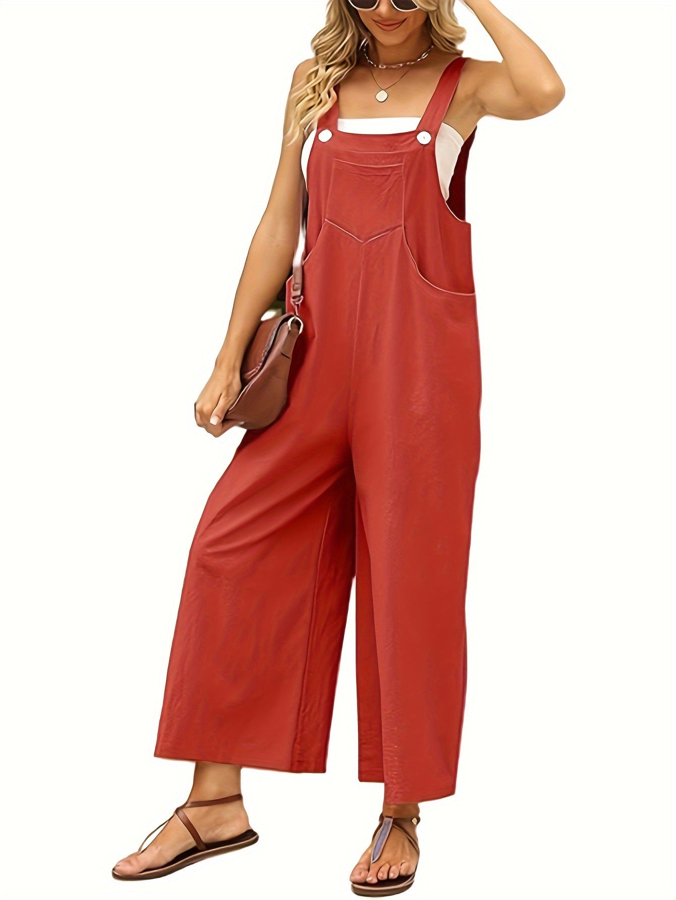 Women's Casual Overalls - Square Neck Wide Leg – Yellow option – view 5